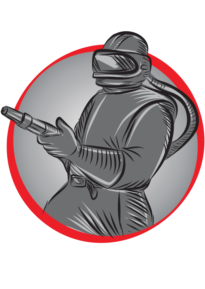 Illustration of a suited up sandblaster