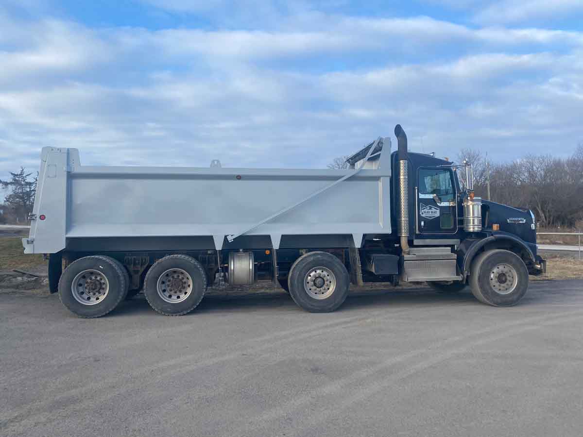 dump truck after sandblasting and painting