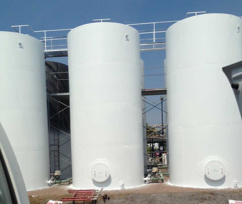 Silos freshly painted white