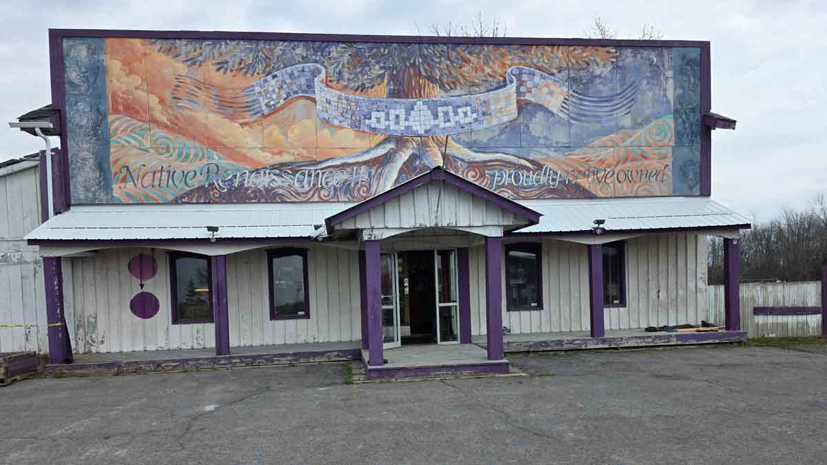 Gallery before sandblasting and stain